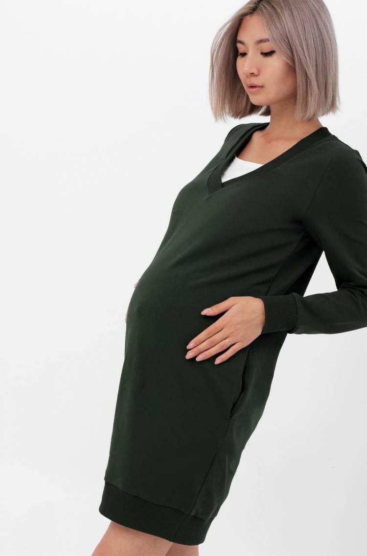 Платье YM для беременных и кормящих; хаки (Арт. 39521) Состав: 95 % хлопо, 5% эластан