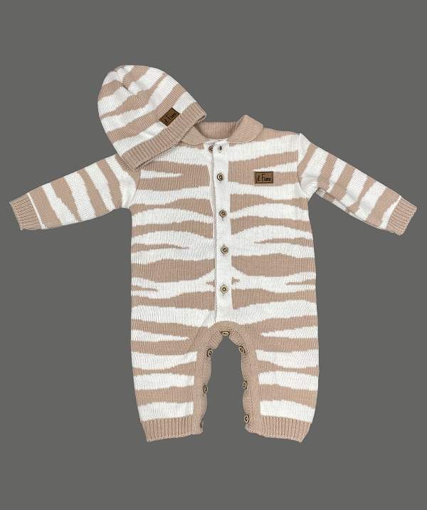 Комплект детский (комбинезон + шапочка) FD Zebra 0-3 месяца; бежевый (арт. 7121261060) 