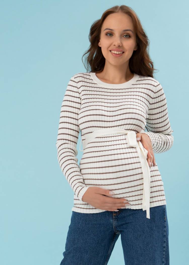 Джемпер ILM Чарли для беременных и кормящих; полоса/бежевый (Арт. 130025) Состав: 70% Вискоза 30% Полиэстер