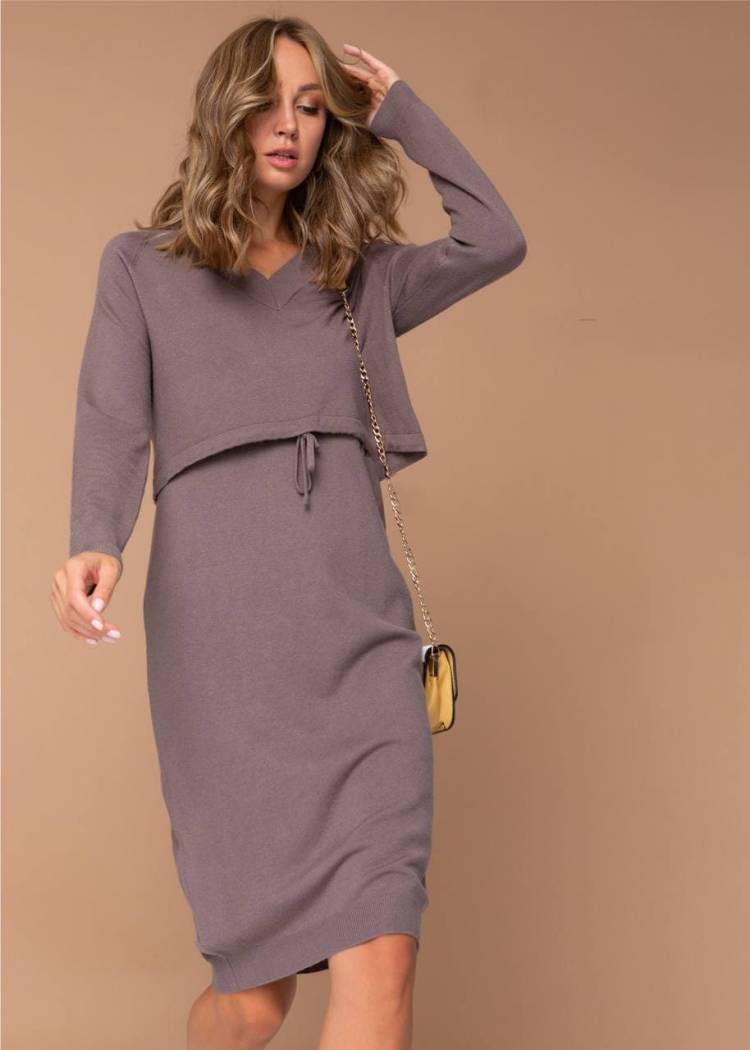 Платье ILM Шэрри для беременных и кормящих; кофейный (Арт. 130032) Состав: 70% Вискоза, 30% Полиэстер
