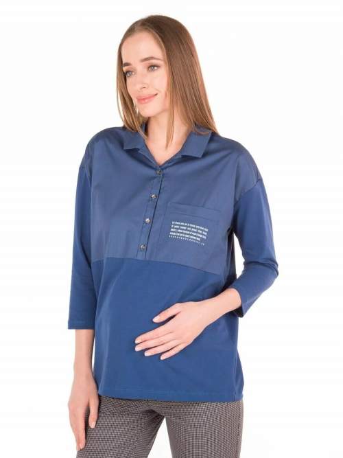 Рубашка EM комбинированная для беременных и кормящих; индиго (Арт. 80051770)
