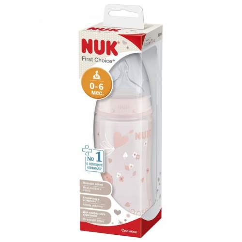 Бутылочка NUK FC Baby Rose Зайчик ПП с инд. темп. 300 мл с силиконовой соской; M (арт. 10741025)