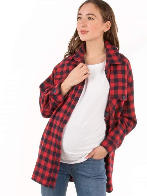 Рубашка EM для беременных и кормящих теплая фланель; красно-синий (Арт. 8037040370)
