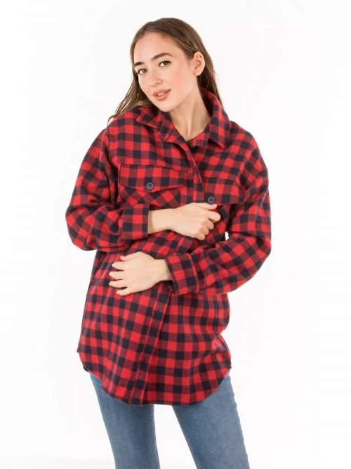 Рубашка EM для беременных и кормящих теплая фланель; красно-синий (Арт. 8037040370)