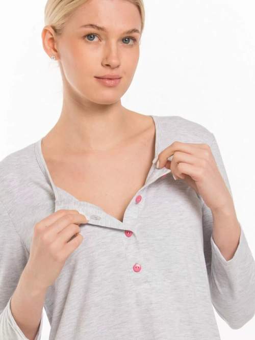 Ночная сорочка EM для беременных и кормящих; серый-меланж (Арт. 112651370)
