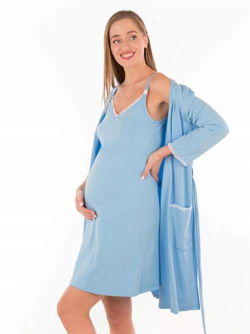 Комплект EM для беременных и кормящих халат и сорочка; голубой (Арт. 10321170)